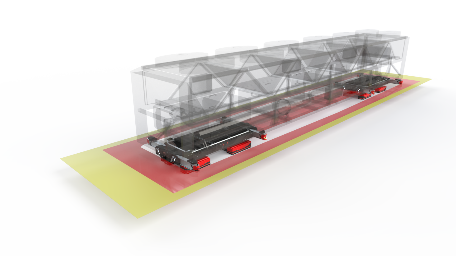 Champs de sécurité dynamiques autour d’un AGV Plateforme et d’une charge CVAC