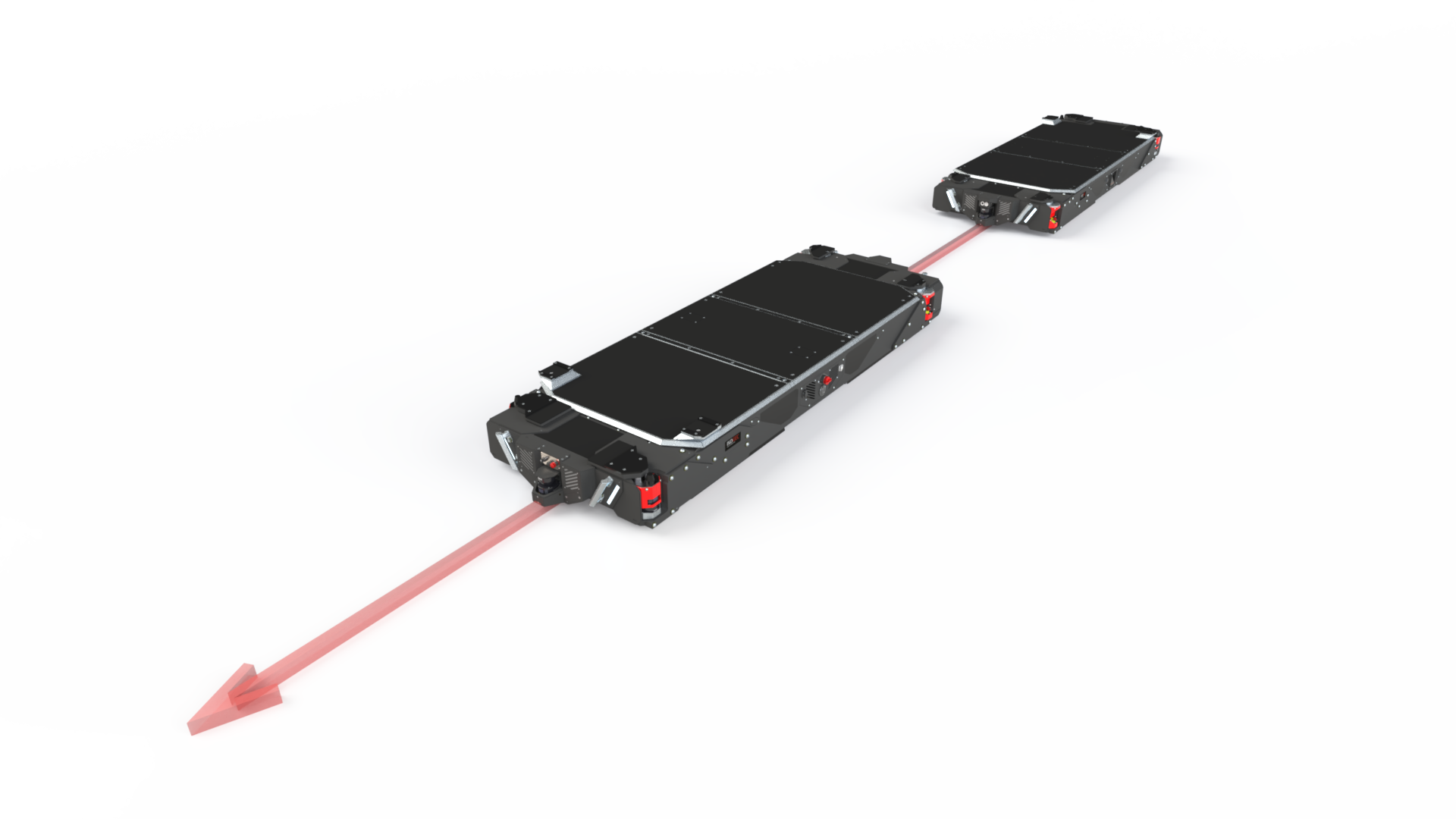 Deux AGV Plateforme synchronisés en tandem
