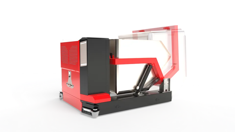 Custom AGV-031 tipping an industrial bin