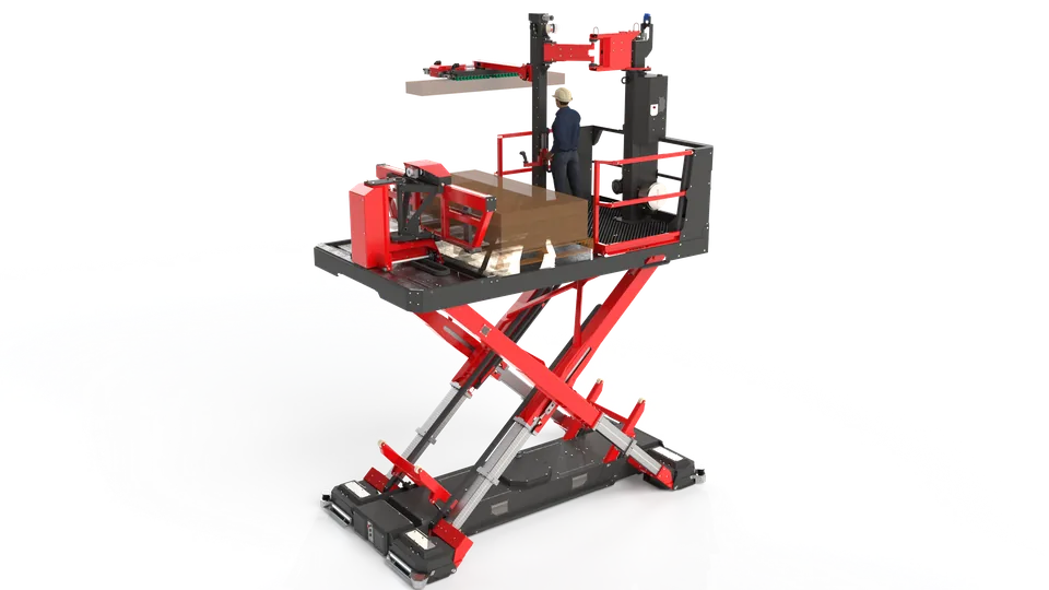 Custom AGV-011 with its work platform raised